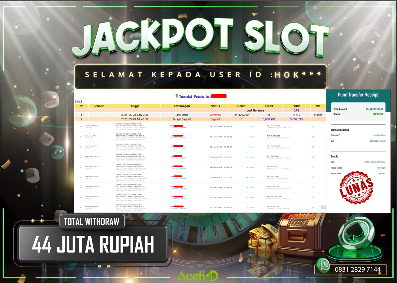 🔥🔥 JACKPOT HARI INI, RABU 28-05-2025 🔥🔥  JACKPOT SLOT DARI MEMBER SETIA ACEH4D 💸💸